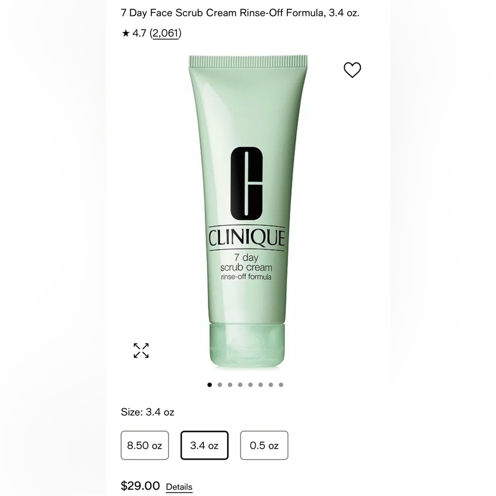 Clinique 7 day scrub cream, 3.4 oz NEW, pink with bag